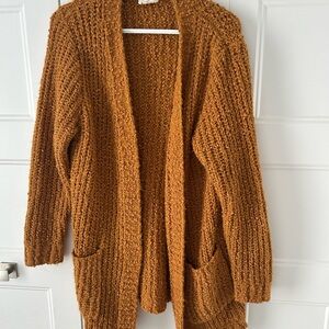 Chunky Knit Open-Front Cardigan - Tan